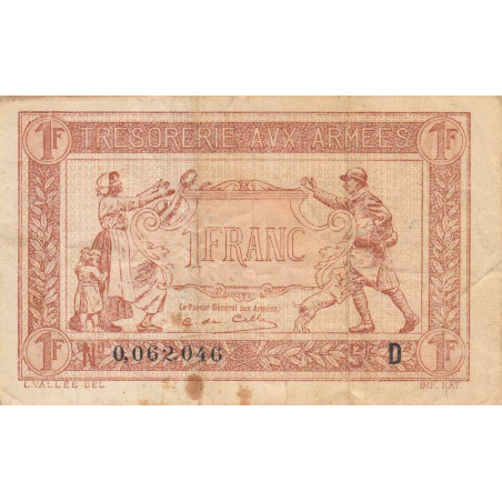 VF 03-04 - 1 franc - Trésorerie aux armées - 1917 - Série D - Etat : TB+