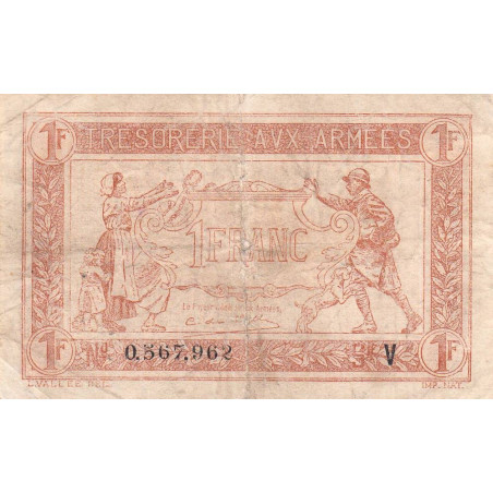 VF 04-09 - 1 franc - Trésorerie aux armées - 1919 - Série V - Etat : TB+