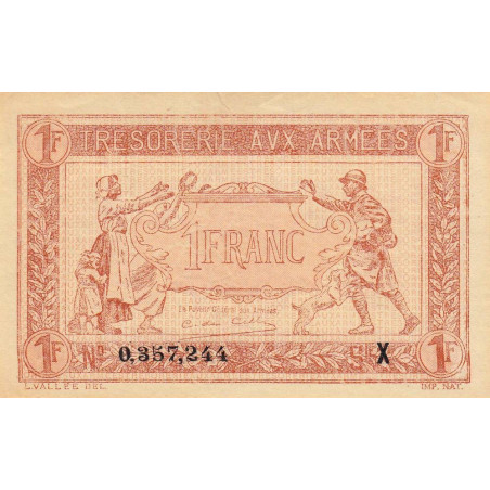 VF 04-11 - 1 franc - Trésorerie aux armées - 1919 - Série X - Etat : SUP+