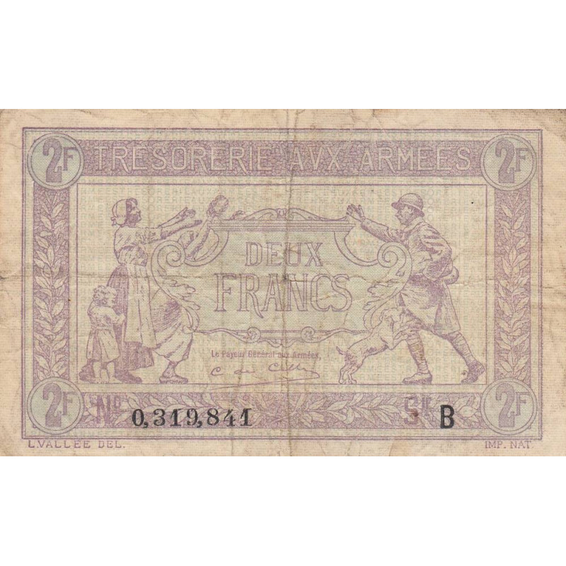 VF 05-02 - 2 francs - Trésorerie aux armées - 1917 - Série B - Etat : TB