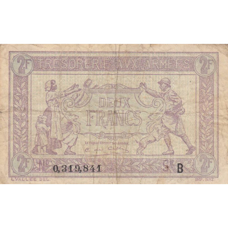 VF 05-02 - 2 francs - Trésorerie aux armées - 1917 - Série B - Etat : TB