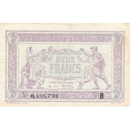 VF 05-02 - 2 francs - Trésorerie aux armées - 1917 - Série B - Etat : SUP