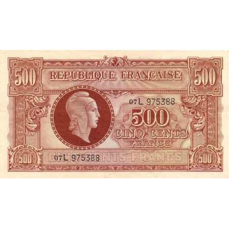 VF 11-01 - 500 francs - Marianne - 1945 - Série 07L - Etat : SUP-