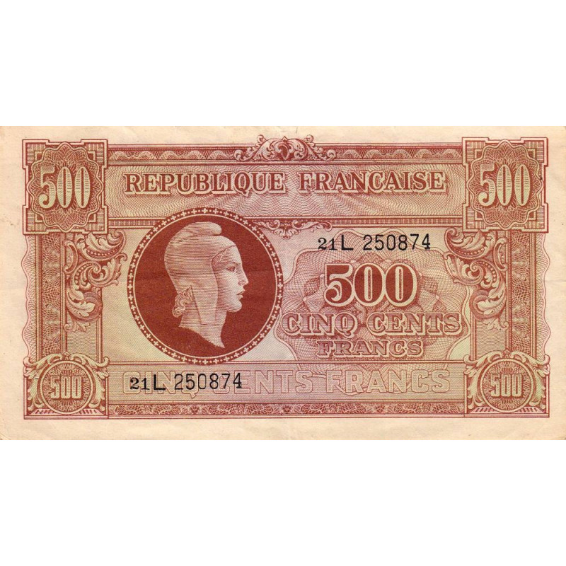 VF 11-01 - 500 francs - Marianne - 1945 - Série 21L - Etat : TTB