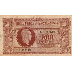 VF 11-01 - 500 francs - Marianne - 1945 - Etat : TB