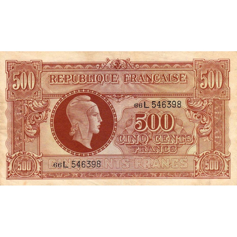 VF 11-01 - 500 francs - Marianne - 1945 - Série 66L - Etat : TTB-