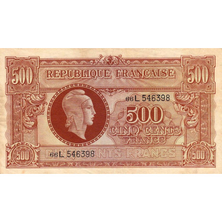 VF 11-01 - 500 francs - Marianne - 1945 - Série 66L - Etat : TTB-