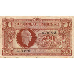VF 11-01 - 500 francs - Marianne - 1945 - Série 66L - Etat : TB
