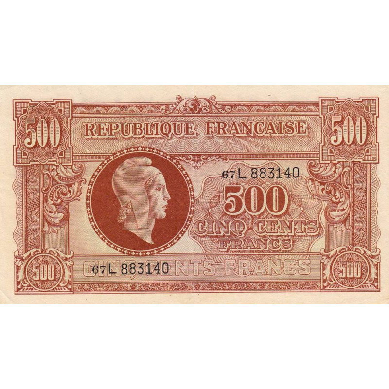 VF 11-01 - 500 francs - Marianne - 1945 - Série 67L - Etat : SUP-