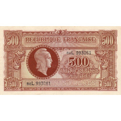 VF 11-01 - 500 francs - Marianne - 1945 - Série 84L - Etat : SUP-