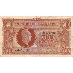 VF 11-02 - 500 francs - Marianne - 1945 - Série 24M - Etat : TB+