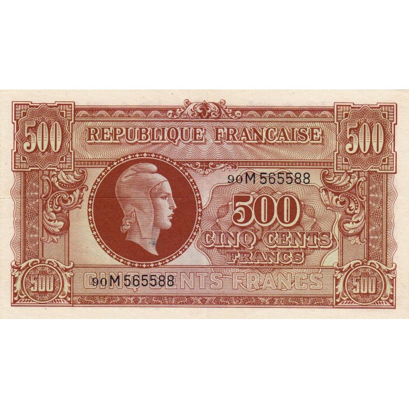VF 11-02 - 500 francs - Marianne - 1945 - Série 90M - Etat : SUP