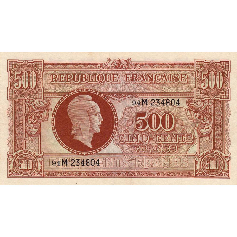 VF 11-02 - 500 francs - Marianne - 1945 - Série 94M - Etat : SUP-