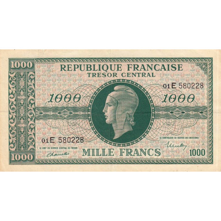 VF 13-02 - 1000 francs - Marianne - 1945 - Série 01E - Etat : TTB