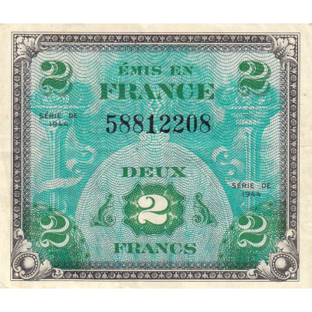 VF 16-01 - 2 francs - Drapeau - 1944 - Sans série - Etat : TTB