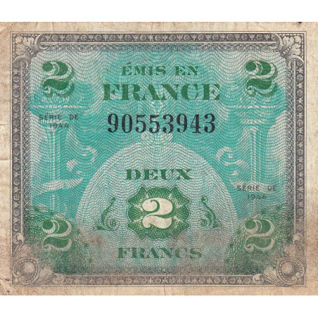 VF 16-01 - 2 francs - Drapeau - 1944 - Sans série - Etat : B+