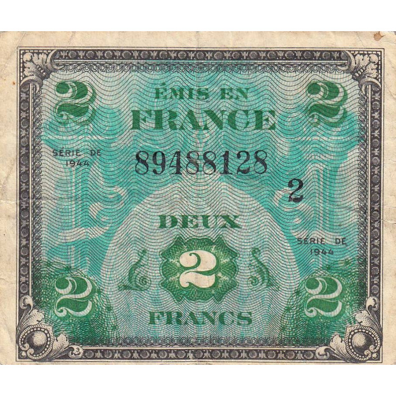 VF 16-02 - 2 francs - Drapeau - 1944 - Série 2 - Etat : TB-