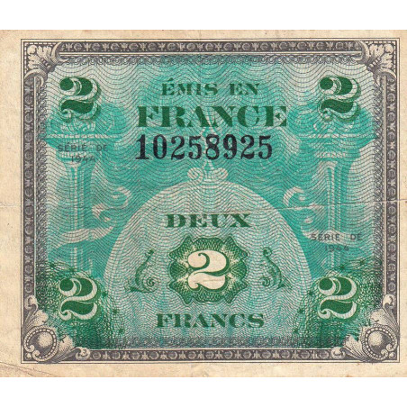 VF 16-01 - 2 francs - Drapeau - 1944 - Sans série - Etat : TB