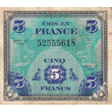 VF 17-01 - 5 francs - Drapeau - 1944 - Sans série - Etat : TB