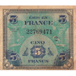 VF 17-02 - 5 francs - Drapeau - 1944 - Série 2 - Etat : B+