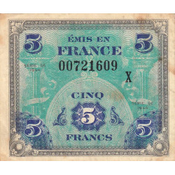 VF 17-03 - 5 francs - Drapeau - 1944 - Série X - Etat : TB+