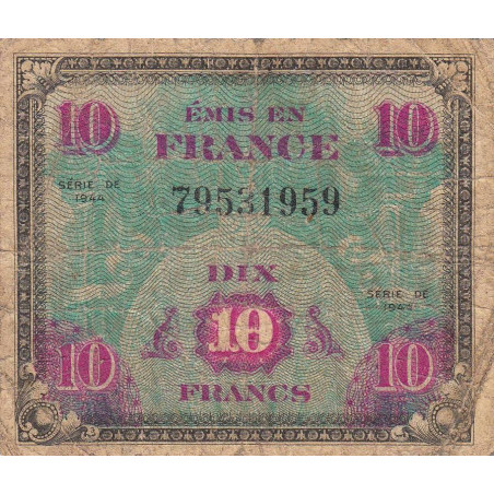 VF 18-01 - 10 francs - Drapeau - 1944 - Sans série - Etat : B