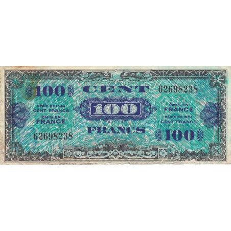 VF 20-01 - 100 francs - Drapeau - 1944 - Sans série - Etat : TB-