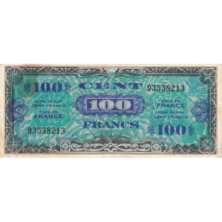 VF 20-01 - 100 francs - Drapeau - 1944 - Sans série - Etat : TB+