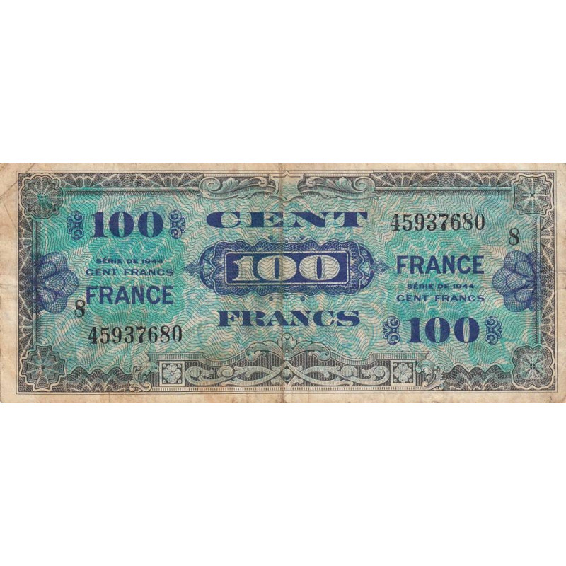 VF 25-08 - 100 francs - France - 1944 (1945) - Série 8 - Etat : B+