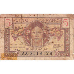VF 29-01 - 5 francs - Trésor français - Territoires occupés - 1947 - Etat : B-