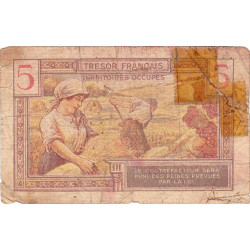 VF 29-01 - 5 francs - Trésor français - Territoires occupés - 1947 - Série A - Etat : B-