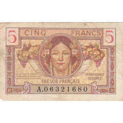 VF 29-01 - 5 francs - Trésor français - Territoires occupés - 1947 - Etat : TB-