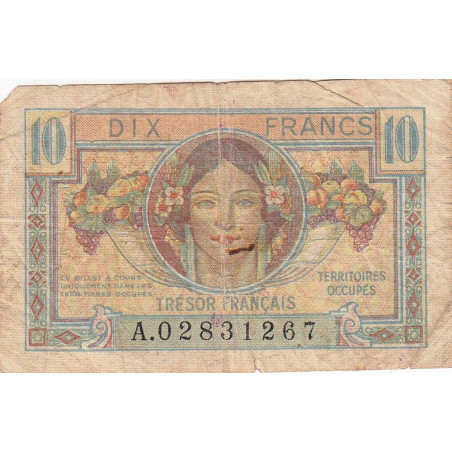 VF 30-01 - 10 francs - Trésor français - Territoires occupés - 1947 - Série A - Etat : B+