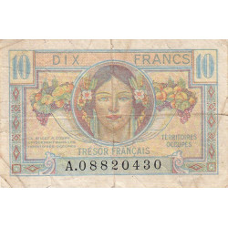 VF 30-01 - 10 francs - Trésor français - Territoires occupés - 1947 - Série A - Etat : TB-