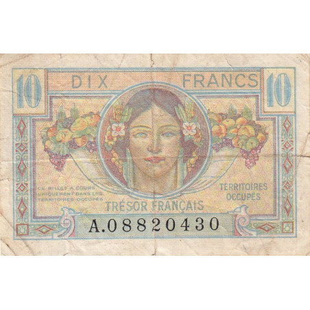 VF 30-01 - 10 francs - Trésor français - Territoires occupés - 1947 - Série A - Etat : TB-