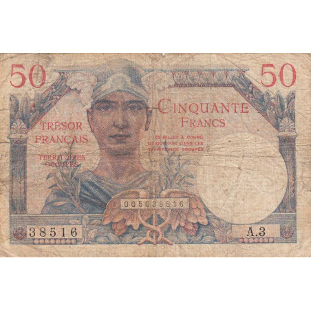 VF 31-03 - 50 francs - Trésor français - Territoires occupés - 1947 - Série A.3 - Etat : B+