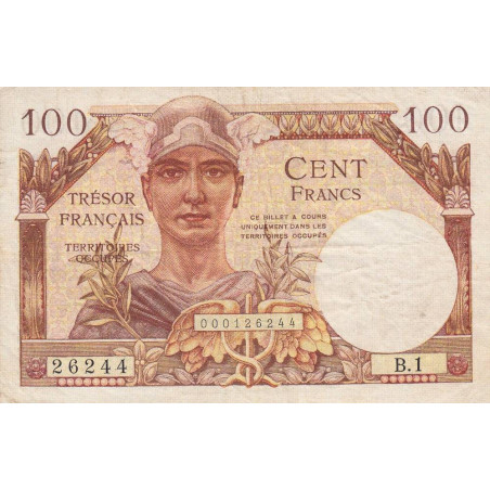 VF 32-01 - 100 francs - Trésor français - Territoires occupés - 1947 - Série B.1 - Etat : TB+