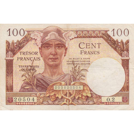 VF 32-02 - 100 francs - Trésor français - Territoires occupés - 1947 - Série O.2 - Etat : TB+