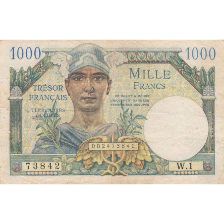 VF 33-01 - 1'000 francs - Trésor français - Territoires occupés - 1947 - Série W.1 - Etat : TB+