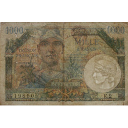 VF 33-02 - 1'000 francs - Trésor français - Territoires occupés - 1947 - Série K.2 - Etat : TB+