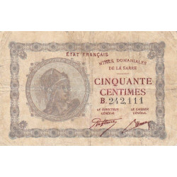 VF 50-02 - 50 centimes - Mines Domaniales de la Sarre - 1919 - Série B - Etat : TB