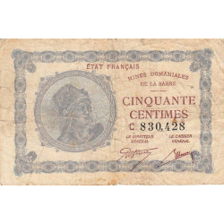 VF 50-03 - 50 centimes - Mines Domaniales de la Sarre - 1920 - Etat : TB