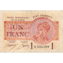 VF 51-02 - 1 franc - Mines Domaniales de la Sarre - 1920 - Etat : TB