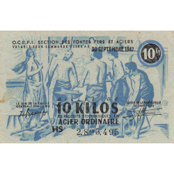 10 kg acier ordinaire - 30/09/1947 - Non endossé - Série HS - Etat : TTB+