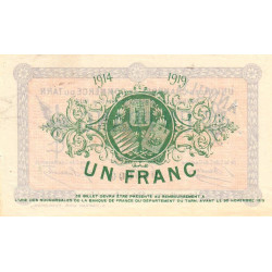 Albi, Castres, Mazamet (Tarn) - Pirot 5-6 variété - 1 franc - 30/11/1914 - Annulé - Etat : SUP