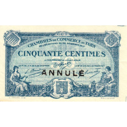 Albi, Castres, Mazamet (Tarn) - Pirot 5-10 - 50 centimes - 22/12/1917 - Annulé - Etat : SUP+