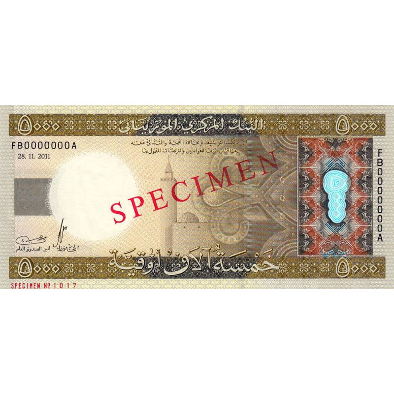 Mauritanie - Pick 21s - 5'000 ouguiya - Série FB - 28/11/2011 - Spécimen - Etat : NEUF