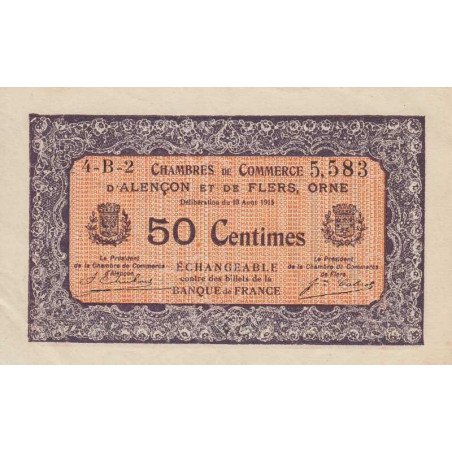 Alençon & Flers (Orne) - Pirot 6-39 - 50 centimes - Série 4B2 - 10/08/1915 - Etat : SUP