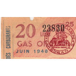 20 litres gas-oil - Juin 1948 - Seine - Etat : TB-