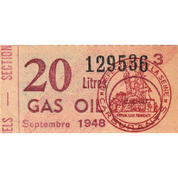 20 litres gas-oil - Septembre 1948 - Seine - Etat : SUP